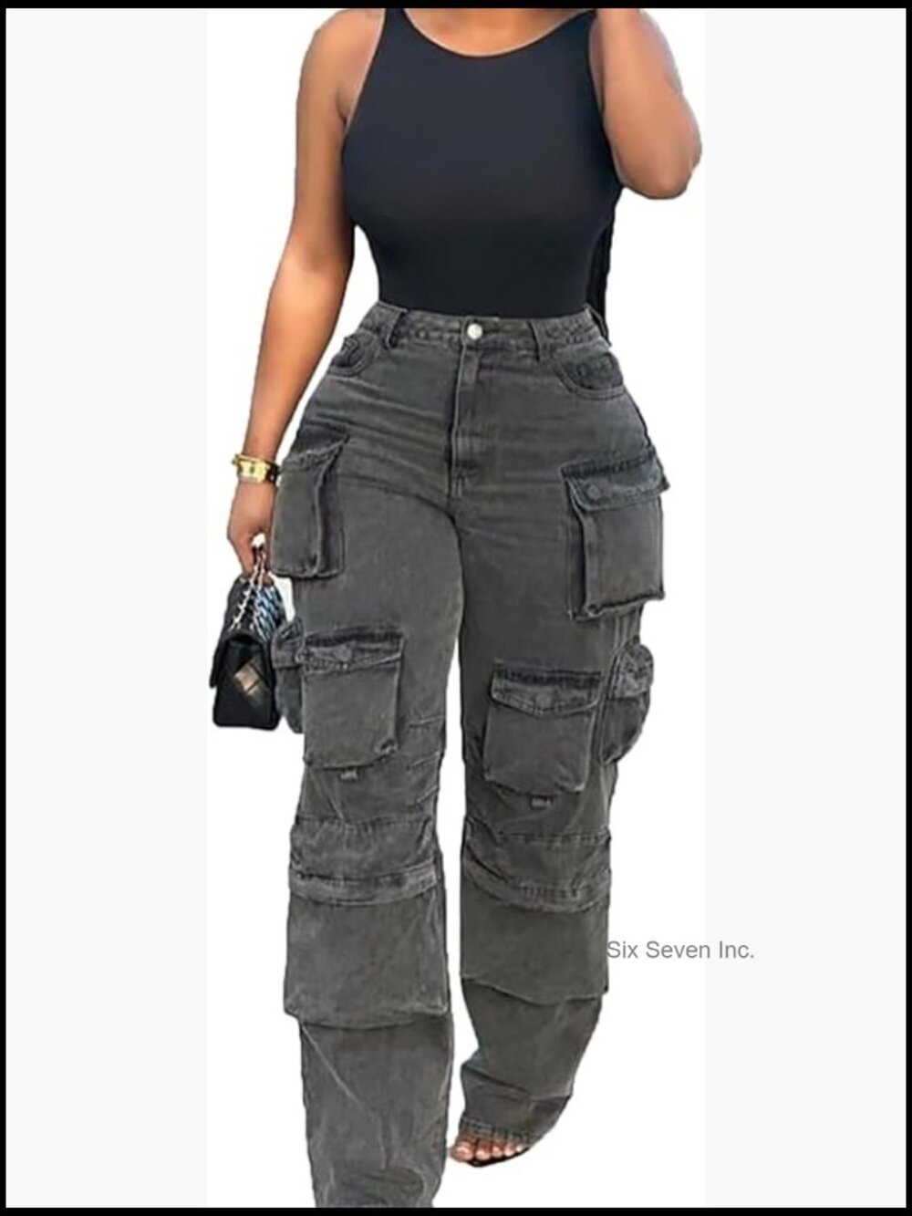 High Waisted Baggy Cargo Jeans Straight Wide Leg Y2K Streetwear Pants